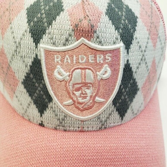 Reebok Las Vegas Raiders Pink Argyle Embroidered Cap Hat Adjustable Mesh… - Picture 2 of 7